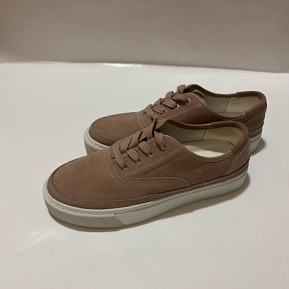 AllSaints Dusty Blush Suede Leather Platform Bella Sneakers NEW 0523HS size 9